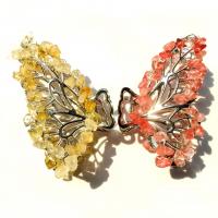 Hair Claw Clips Natural Gravel with Zinc Alloy Butterfly plated & for woman Sold By PC