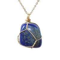 Gemstone Pendants Jewelry, Natural Stone, Nuggets, gold color plated, DIY & different materials for choice, more colors for choice, nickel, lead & cadmium free, 15-25mm, Sold By PC