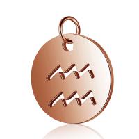 Stainless Steel Constellation Pendant, 304 Stainless Steel, 12 Signs of the Zodiac, Vacuum Ion Plating, DIY & different designs for choice, rose gold color, 12x17mm, Approx 10PCs/Bag, Sold By Bag
