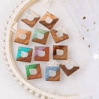 Wood Pendants, with Resin, Rhombus, epoxy gel, DIY, more colors for choice, 28x28x3mm, Approx 50PCs/Bag, Sold By Bag