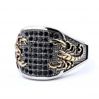 Titanium Steel Finger Ring plated & for man & with rhinestone original color Sold By PC
