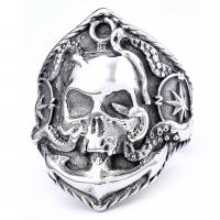 Titanium Steel Finger Ring Skull plated & for man original color Approx 1.6mm Sold By PC