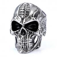 Titanium Steel Finger Ring Skull plated & for man original color Sold By PC