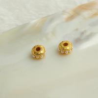 Perline vuote in ottone, with Shell Pearl, placcato, DIY, oro, 7x4mm, Foro:Appross. 2mm, Venduto da PC