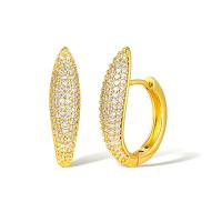 Cubic Zirconia Micro Pave Brass Earring real gold plated & micro pave cubic zirconia & for woman golden Sold By Pair