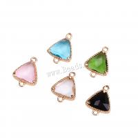 Brass Jewelry Connector, with Crystal, Triangle, plated, DIY, more colors for choice, Sold By PC