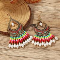 Seedbead Drop Earring, with Plastic Pearl & Iron & Tibetan Style, fashion jewelry & for woman, Sold By Pair