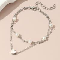 Fashion Jewelry Anklet, Iron, with Plastic Pearl, for woman, nickel, lead & cadmium free, Sold By PC