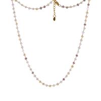 Collier de quartz, Cristal naturel, avec 5cm chaînes de rallonge, fait à la main, bijoux de mode & pour femme, multicolore, Vendu par 45 cm brin