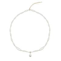 Glasperlen Halsketten, mit Titanstahl, mit Verlängerungskettchen von 5cm, handgemacht, Modeschmuck & für Frau, weiß, verkauft per 40 cm Strang