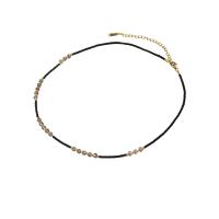 Glass Seed Beads Necklace, Seedbead, with Titanium Steel & Quartz, with 5cm extender chain, fashion jewelry & for woman, two different colored, Sold Per 38 cm Strand