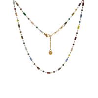 Colar de quartzo, Partículas de aço, with Quartzo natural, with 5cm extender chain, joias de moda & para mulher, multi colorido, vendido para 39 cm Strand