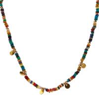 Colares de Conchas, concha, with Partículas de aço, with 8cm extender chain, joias de moda & para mulher, multi colorido, vendido para 39 cm Strand