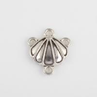 Tibetan Style Connector, Shell, antique silver color plated, vintage & DIY & 3/1 loop, 18.50x16x3.30mm, Hole:Approx 1.7mm, Sold By Bag