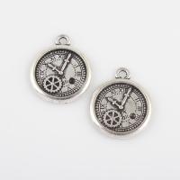 Tibetan Style Pendant Cabochon Setting, Flat Round, antique silver color plated, vintage & DIY, 21.40x19.10x1.40mm, Hole:Approx 0.9mm, Sold By Bag