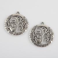 Tibetan Style Flat Round Pendants, antique silver color plated, vintage & DIY & hollow, 31.90x28.40x2.10mm, Hole:Approx 1.8mm, Sold By Bag