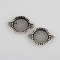 Tibetan Style Connector Setting, Flat Round, antique silver color plated, vintage & DIY & 1/1 loop, 21.10x14.90x3.70mm, Hole:Approx 1.6mm, Sold By Bag