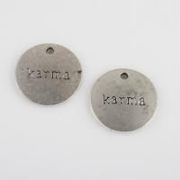 Tibetan Style Flat Round Pendants, antique silver color plated, vintage & DIY, 19.60x2.10mm, Hole:Approx 1.7mm, Sold By Bag