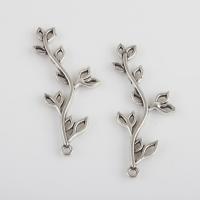 Tibetan Style Pendants, Branch, antique silver color plated, vintage & DIY, 42.80x17.20x2.60mm, Hole:Approx 1.4mm, Sold By Bag