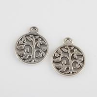 Zinc Alloy Flat Round Pendants antique silver color plated vintage & DIY & hollow Approx 1.7mm Sold By Bag