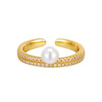 Cubic Zirconia Micro Pave 925 Sterling Silver Rings, with Shell Pearl, plated, fashion jewelry & micro pave cubic zirconia & for woman, more colors for choice, nickel, lead & cadmium free, 2.8mm, Sold By PC