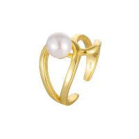 925 Sterling Silver Finger Rings with Shell Pearl plated fashion jewelry & for woman & hollow nickel lead & cadmium free 12mm 7.1mm Sold By PC