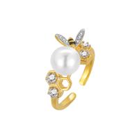 Cubic Zirconia Micro Pave 925 Sterling Silver Rings, with Shell Pearl, fashion jewelry & micro pave cubic zirconia & for woman, nickel, lead & cadmium free, 8mm, Sold By PC