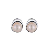 925 Sterling Silver Stud Earrings with Shell Pearl fashion jewelry & for woman nickel lead & cadmium free Sold By Pair