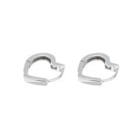 925 Sterling Silver Hoop Earrings, Heart, plated, fashion jewelry & different size for choice & for woman, more colors for choice, nickel, lead & cadmium free, Sold By Pair