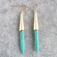 Tibetan Style Drop Earrings, with turquoise, fashion jewelry & for woman, more colors for choice, nickel, lead & cadmium free, 55mm, Sold By Pair
