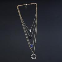 Multi Layer Necklace Zinc Alloy with Lapis Lazuli fashion jewelry & multilayer & for woman & with rhinestone nickel lead & cadmium free Length Approx 16.14 Inch Approx 18.11 Inch Approx 21.65 Inch Approx 24.4 Inch Sold By PC