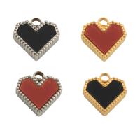 Stainless Steel Heart Pendants, 304 Stainless Steel, with Acrylic, Vacuum Ion Plating, fashion jewelry & Unisex & epoxy gel, more colors for choice, 11x11x3mm, Hole:Approx 2mm, Sold By PC