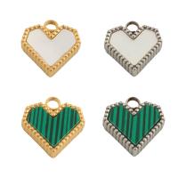 Stainless Steel Heart Pendants 304 Stainless Steel with Malachite & Shell Vacuum Ion Plating fashion jewelry & Unisex Approx 2mm Sold By PC