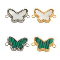 Stainless Steel Connector 304 Stainless Steel with Malachite & Shell Butterfly Vacuum Ion Plating fashion jewelry & Unisex Approx 2mm Sold By PC