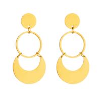Boucle d'oreille Acier Titane, Placage, bijoux de mode & pour femme, doré, 25x50mm, Vendu par paire