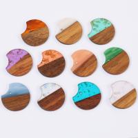 Wood Pendants, with Resin, epoxy gel, DIY, more colors for choice, 25x25x3mm, Approx 50PCs/Bag, Sold By Bag