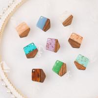 Wood Pendants, with Resin, Geometrical Pattern, epoxy gel, DIY, more colors for choice, 19x20x3mm, Approx 50PCs/Bag, Sold By Bag