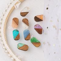 Wood Pendants, with Resin, Geometrical Pattern, epoxy gel, DIY, more colors for choice, 12x20x3mm, Approx 50PCs/Bag, Sold By Bag