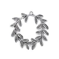 Tibetan Style Leaf Pendants, antique silver color plated, DIY, nickel, lead & cadmium free, 39x40mm, Approx 100PCs/Bag, Sold By Bag