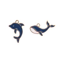 Tibetan Style Animal Pendants, Dolphin, KC gold color plated, DIY & different size for choice & enamel, more colors for choice, nickel, lead & cadmium free, Approx 100PCs/Bag, Sold By Bag