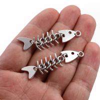 Zinc Alloy Pendants Fish Bone silver color plated DIY nickel lead & cadmium free Approx Sold By Bag