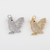 Cubic Zirconia Brass Pendants, with Cubic Zirconia, Bird, plated, DIY, more colors for choice, nickel, lead & cadmium free, 21.60x17.60x4.10mm, Sold By PC