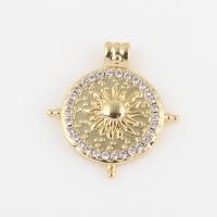 Cubic Zirconia Brass Pendants, with Cubic Zirconia, gold color plated, DIY, nickel, lead & cadmium free, 17.50x15.80x2.50mm, Sold By PC