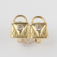 Brass Leverback Earring with Cubic Zirconia gold color plated for woman nickel lead & cadmium free Sold By Pair