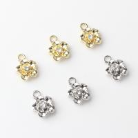 Tibetan Style Flower Pendants, plated, DIY & with rhinestone, more colors for choice, nickel, lead & cadmium free, 11x15mm, 100PCs/Bag, Sold By Bag