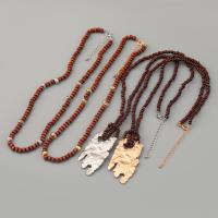 Zinklegierung Schmuck Halskette, mit Holz, mit Verlängerungskettchen von 8.8cm, plattiert, 2 Stück & Modeschmuck & für Frau, keine, frei von Nickel, Blei & Kadmium, Länge:ca. 58.2 cm, verkauft von PC
