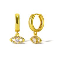 Befestiger Zirkonia Messing Ohrring, vergoldet, Micro pave Zirkonia & für Frau, Goldfarbe, verkauft von Paar