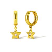Befestiger Zirkonia Messing Ohrring, Stern, vergoldet, Micro pave Zirkonia & für Frau, Goldfarbe, verkauft von Paar