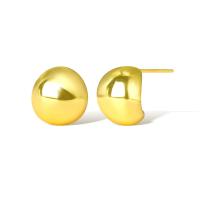 Brass Stud Earring, real gold plated, for woman, golden, Sold By Pair