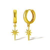 Huggie hoepel Drop Earrings, Messing, echt goud verguld, voor vrouw, gouden, Verkocht door pair